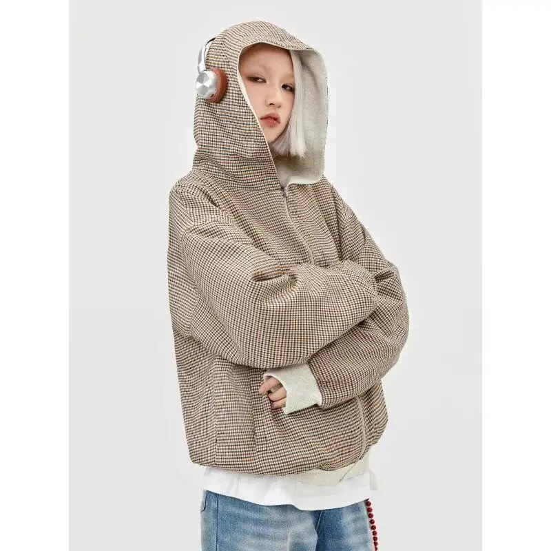 

Retro y Hooded Open Cardigan Jaet Thiened Spring Autumn Trendy Wting Casual Outerwear for Men And Women