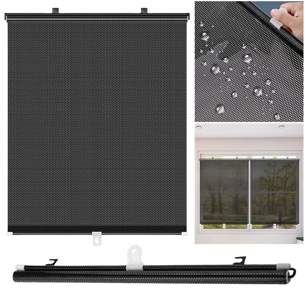 4 size Universal Roller Blinds Punch-free Sunshade Nail-free Blackout Curtain Car Bedroom Kitchen Office Window Sun-shading Curt