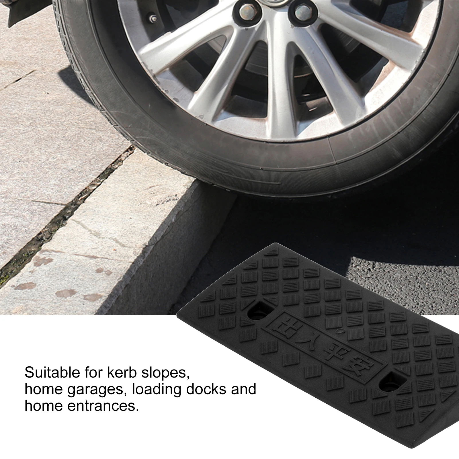 F2 50*22*5CM Thickness Plastic Curb Ramp Portable Threshold Ramp for Car Vehicle Driveway Loading Dock Supplies Black Ramp pad