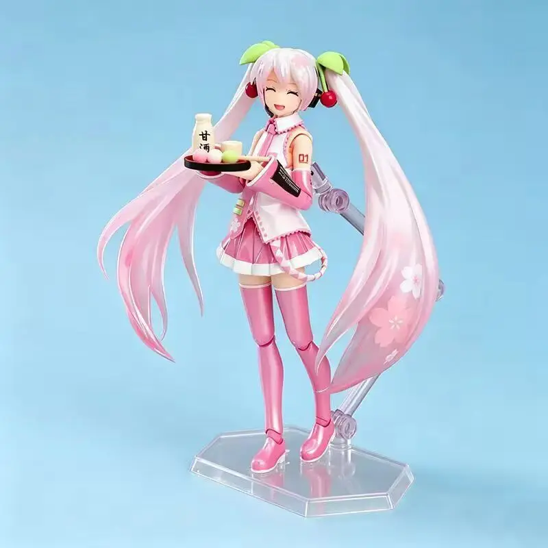 アニメ初音ミクさくら-ex-061-フィグマアクションフィギュアピンクチェリーツインテール人形関節可動モデルグッズ装飾ギフト