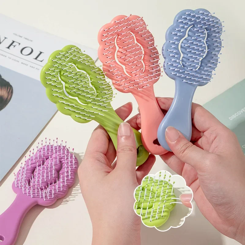 Kids Hairdressing Styling Comb Anti-tangle Smooth Massage Wet And Dry Detangling Hair Brush Wide Tooth Hollow Massage Comb