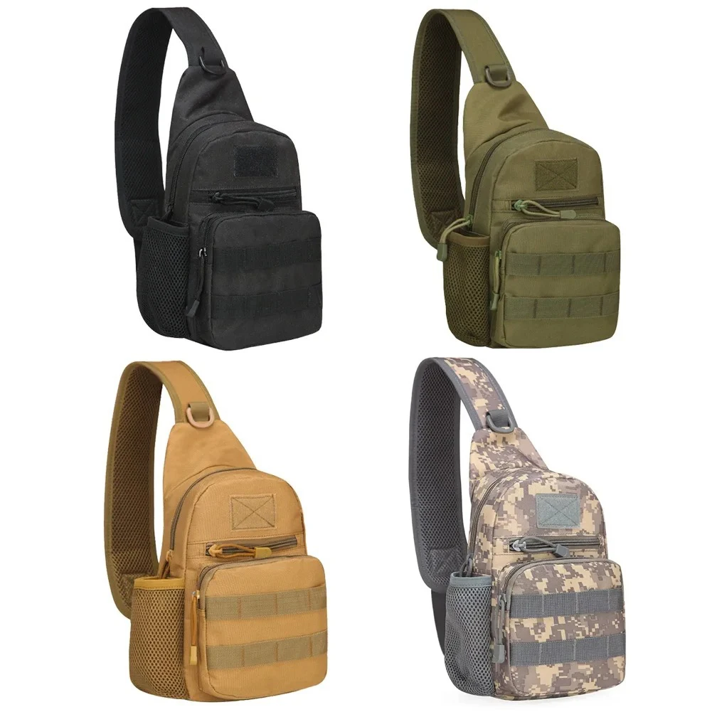 Small Outdoor Tactical Camouflage Kettle Chest Bag molle pouch  Hiking Backpack  Nylon Hunting Fishing Camo Hiking Shoulder Bag