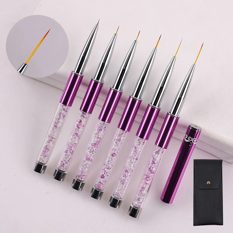 Sweet-Z 5/7/9/11/15/20MM Liner Nail Brush Purple Rod Drawing Detail Stripe Painting Nail Art Brush Tools For Manicure Wholesale