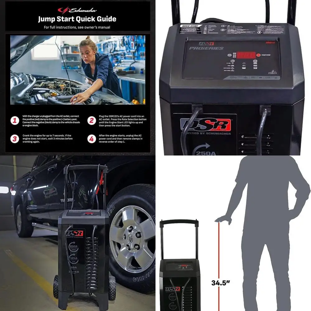 

Зарядное устройство серии DSR Pro 6 В / 12 В для стартера и обслуживания двигателя — сверхмощное зарядное устройство для колесных аккумуляторов — 125/250 ампер — с 5