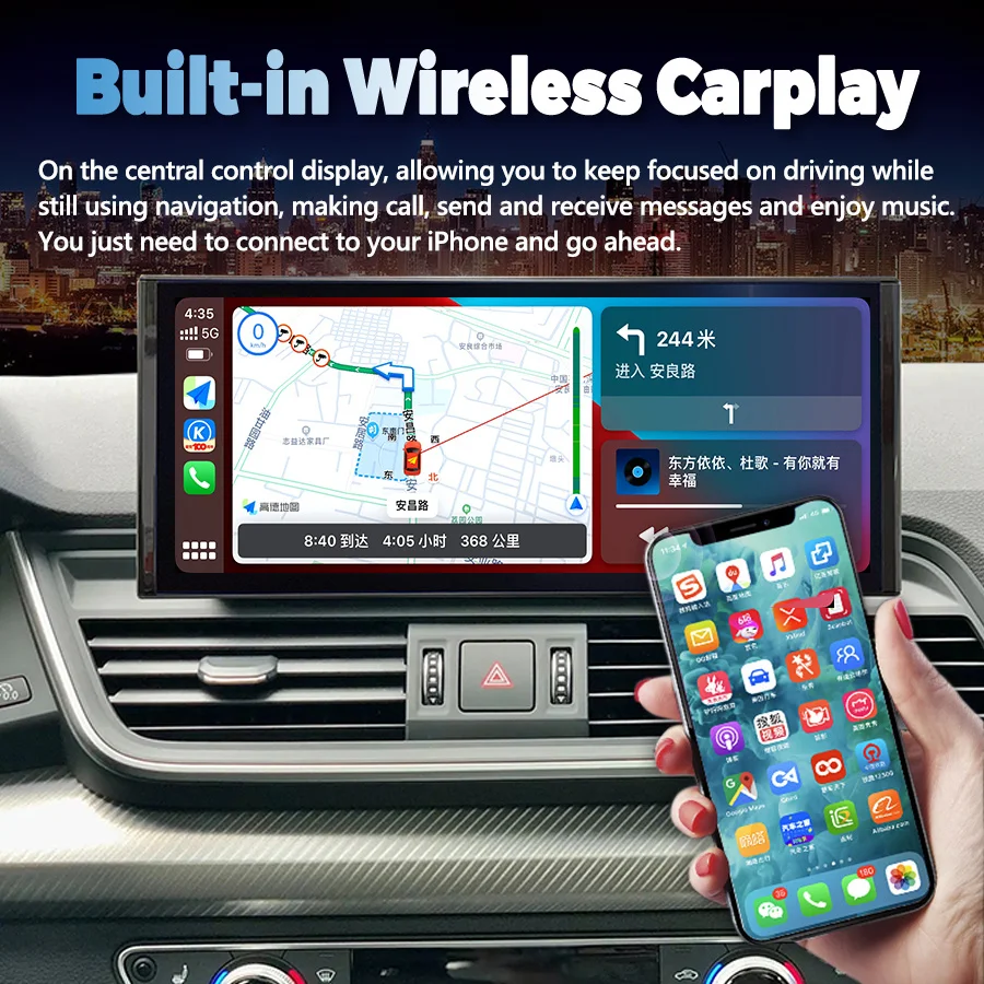 Android 13 12.3'' 8+256G Car Multimedia Player GPS Navigation Radio For Audi Q5 Q5L 2018 2019 2022 Wireless CarPlay Video Stereo