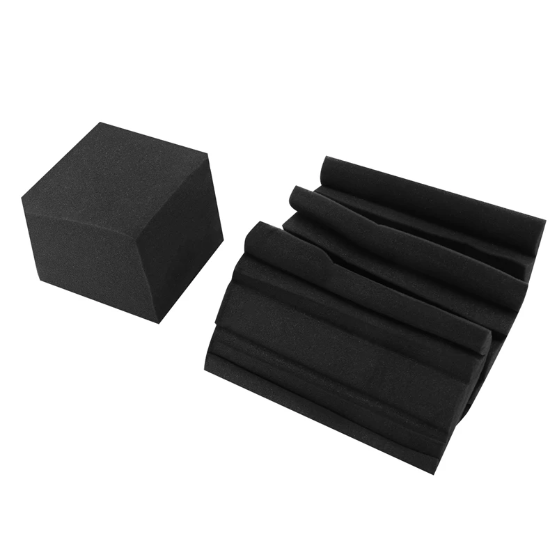 JFBL Hot 4Pcs/Set Acoustic Foam 3Pcs Bass Trap Wall Foam + 1Pc Square Sound Insulation Foam Flame Retardant High Density