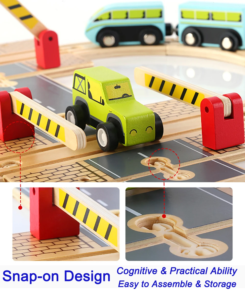 Mntl 39 Stks/set Houten Trein Speelgoed Educatief Leren Auto Spoorlijn Vrachtwagen Voertuig Rail Playset Meisje Kids Peuters Jongen Baby