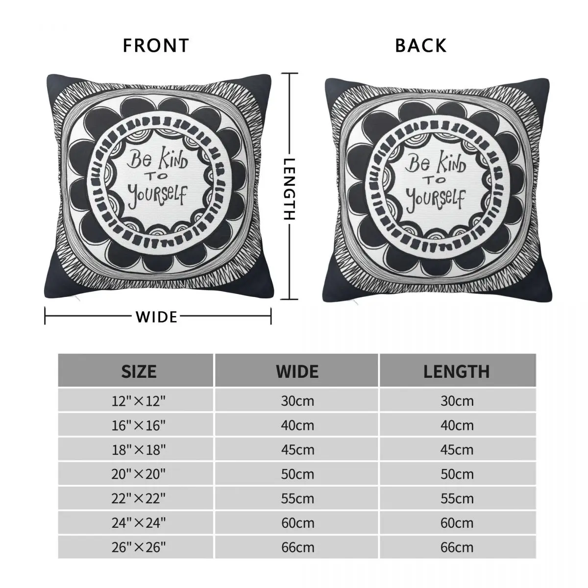 Be Kind To Yourself Mandala Pillowcase Polyester Linen Velvet Pattern Decorative Throw Pillow Case Sofa Seater Cushion Cover 18