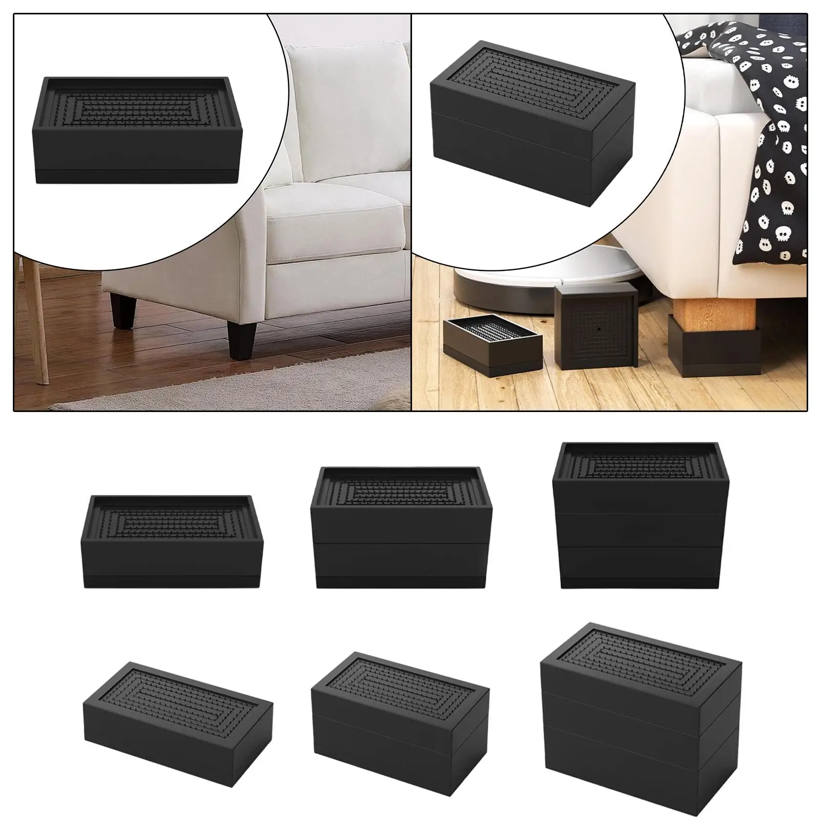 Bed Riser Adjustable Height Floor Protector Rectangle Raiser Furniture Leg Lifts for Lifting Furniture Sofa Table Chair