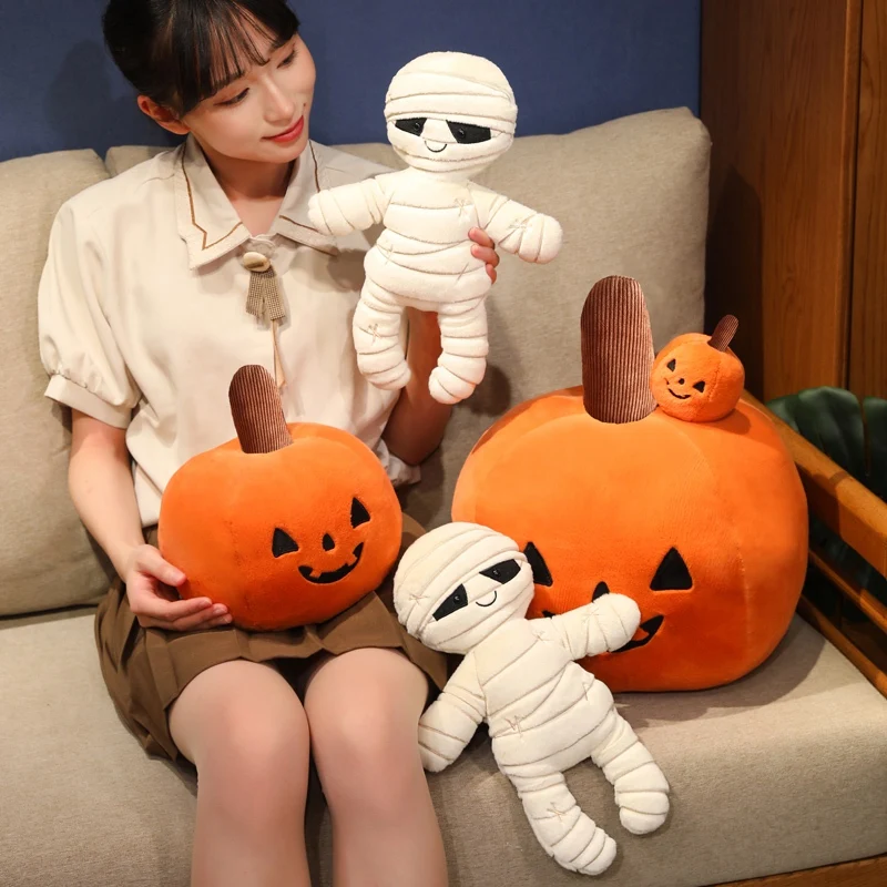 Creative Halloween Pumpkin Mummy Stuffed Plush Throw Pillows Halloween Party Decorations Super Soft Dolls Baby Christmas Gifts