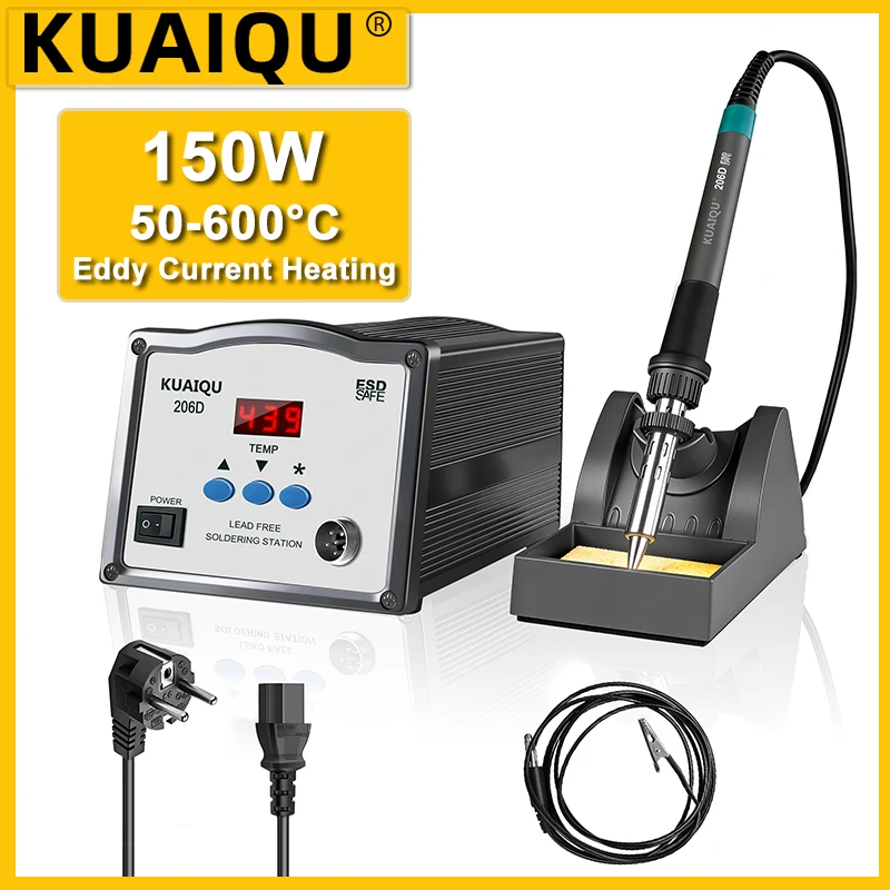 

KUAIQU-206D 150W High-frequency Eddy Current Heating Soldering Station 50-600°C Adjustable Lead-free Soldering Iron Auto Sleep