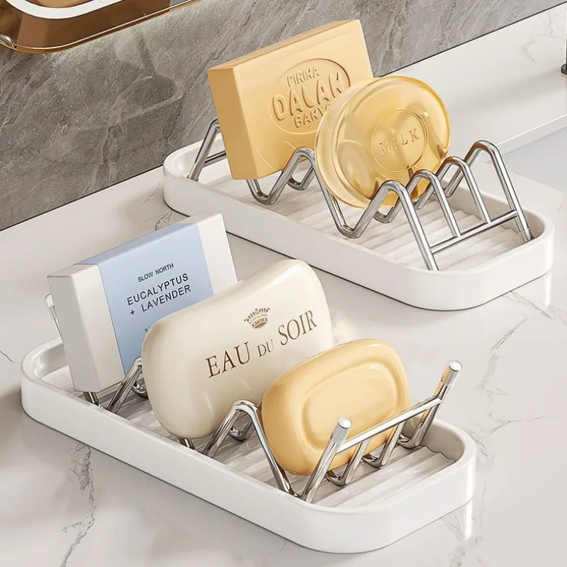 

Stainless Steel Drainage Soap Box Simple Modern Style Household Bathroom Soap Storage Rack Creative Anti-Slip Holder