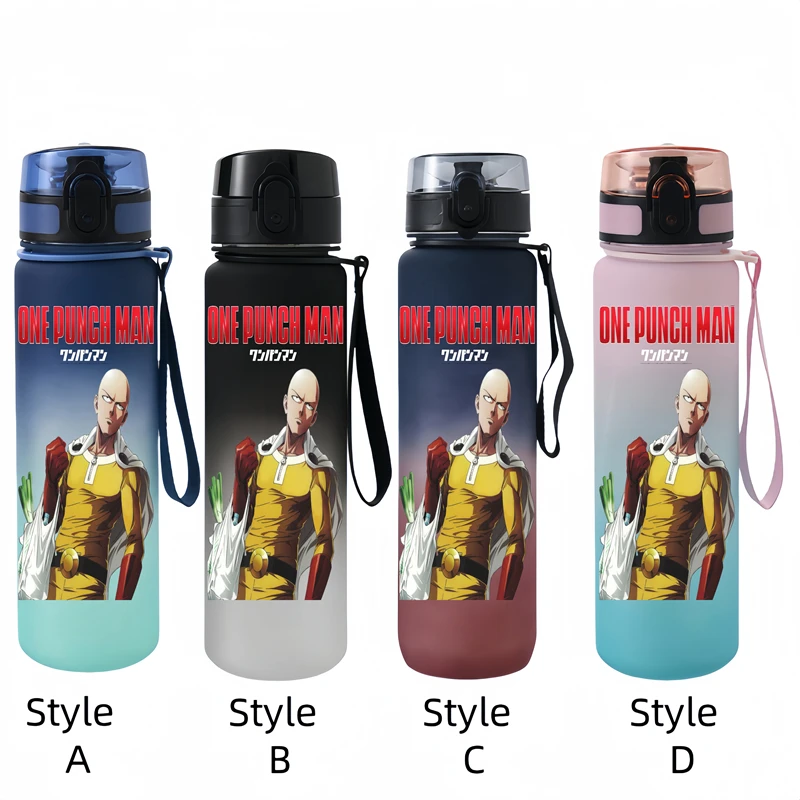 ONE PUNCH-MAN 650ml Cartoon Characters Portable Water Cup Large Capacity Outdoor Sports Plastic Leak-proof Water Bottle Children