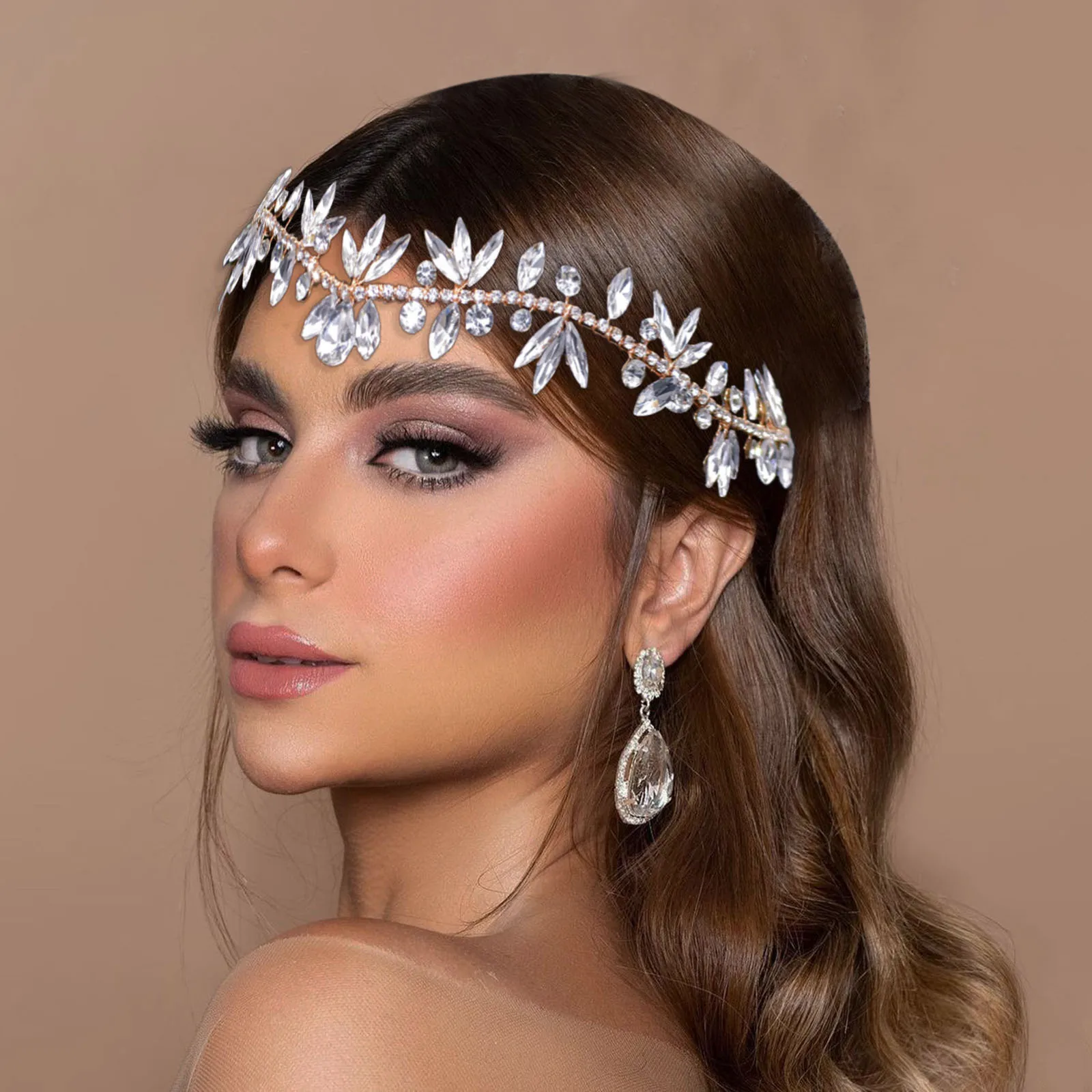 DZ062 Tiaras de plata para novia, diadema con forma de gota de agua para la frente, accesorios para el cabello de boda, joyería para el cabello para mujer, tocado de novia de cristal