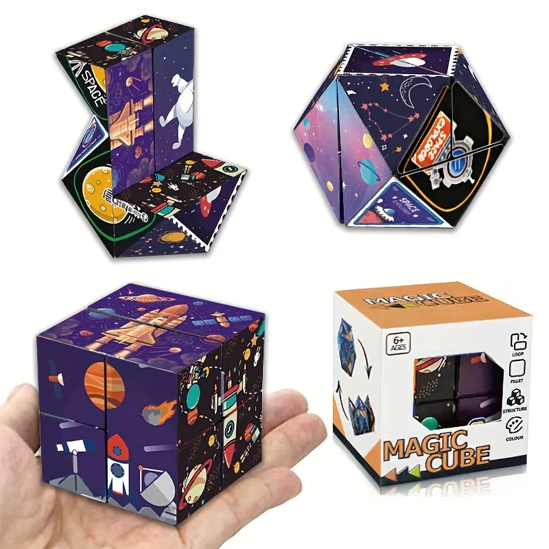 

3D Infinite Cube Puzzle - Space Series, Challenging Flip Toy for Brain Teasers