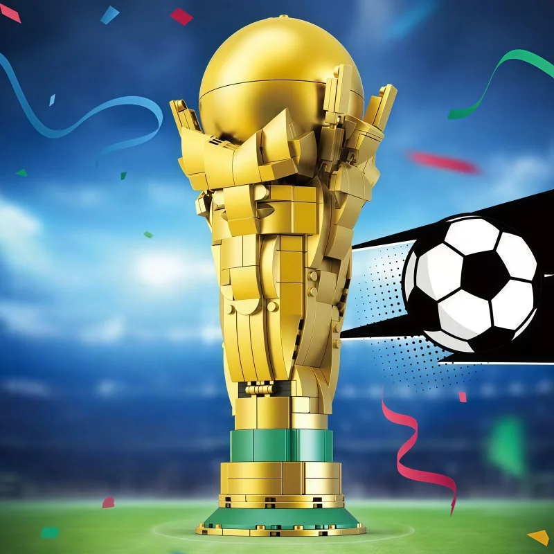 

Football Champion Cup Construction Toy, Realistic Golden Trophy Building Set, Desktop Display Bricks for Adults & Kids