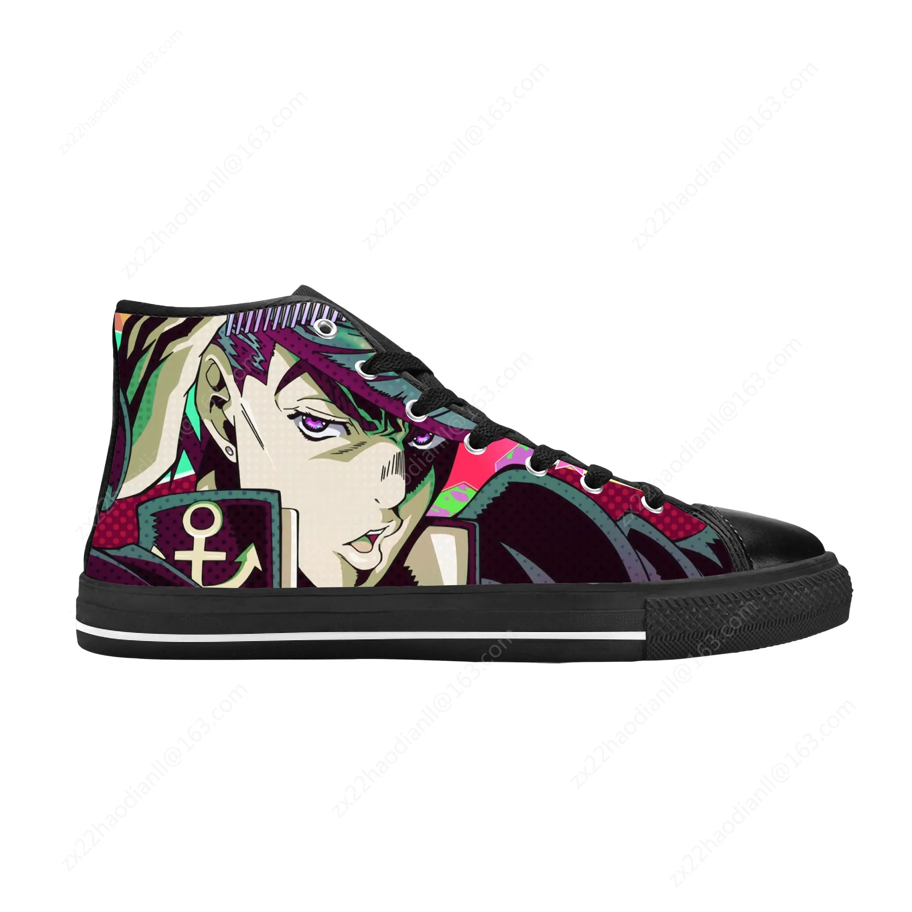 Anime Jojo Bizarre Adventure Higashikata Josuke Casual Cloth Shoes High Top Comfortable Breathable 3D Print Men Women Sneakers