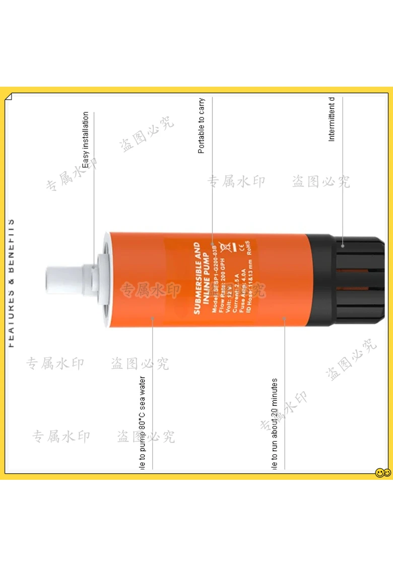 

forSEAFLO 12V 200GPH SFSP1-G200-03B Portable Linear Pump For RV Yacht