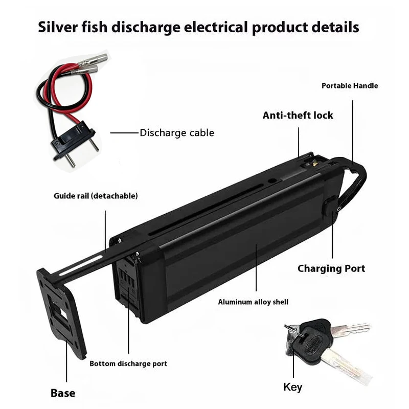 SilverFish 48V/36V 12Ah/15Ah lithium battery. Built in BMS. Suitable for various modified vehicles.