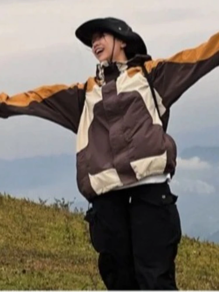 Punching Jacket Couple Spring Autumn New Patchwork Color Mountaineering Suit Casual Sweatshirt Hooded Zipper Lacing Coats