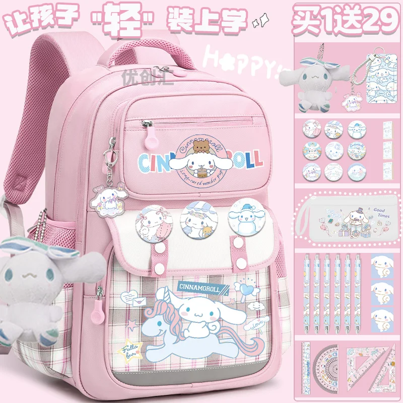 Sanrio student backpack for girls 2025 new model 3-6 grade Cinnamoroll cute backpack large capacity back to school shoulder bag