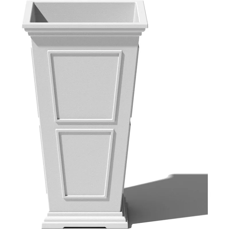 Fairmont Tall Plastic Planter - Large Outdoor Planter for Front Porch | Crack Resistant All-Weather Use | Classic Estate Design