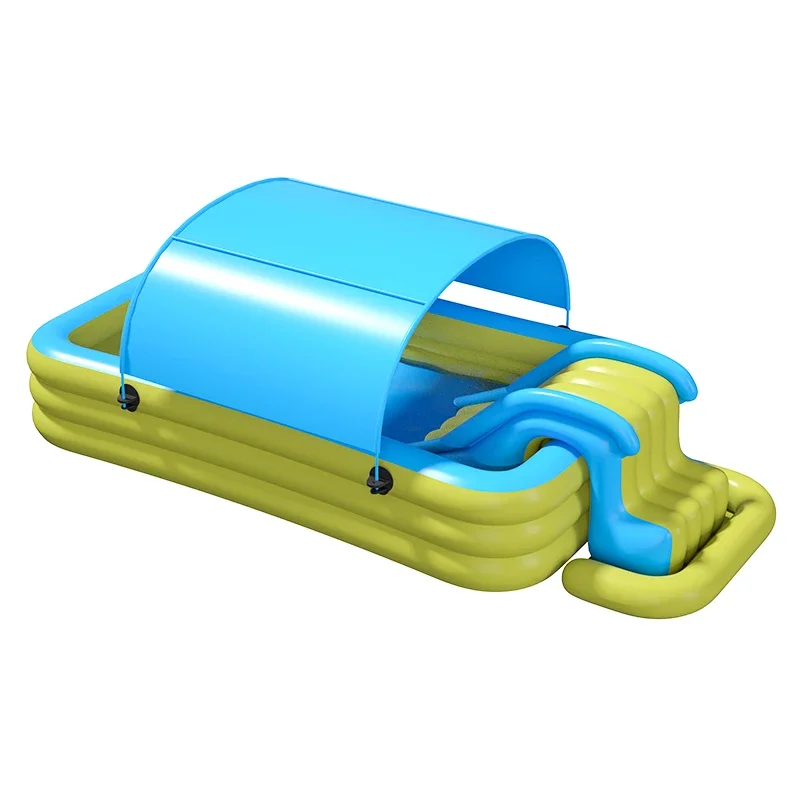 Custom Rectangular Inflatable Outdoor Family Size Swimming Automatic PVC Sunscreen Big Environmental Big Inflatable Pool