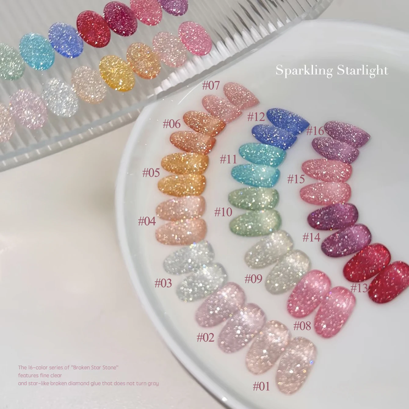 1-16pcs ZH Summer Essentials Party Nail Art Super Flash Nail Supplies Broken Star Stone Urban Broken Diamonds Gel Nail Polish