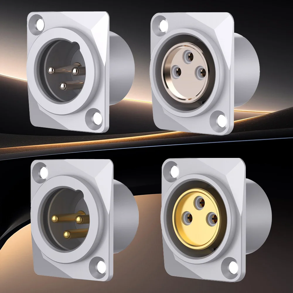 

Monosaudio SF3R/SM3R Pure Copper Gold&Rhodium Plated XLR 3 Pin Male Female Socket Panel Mount Chassis Socket Connector Adapter