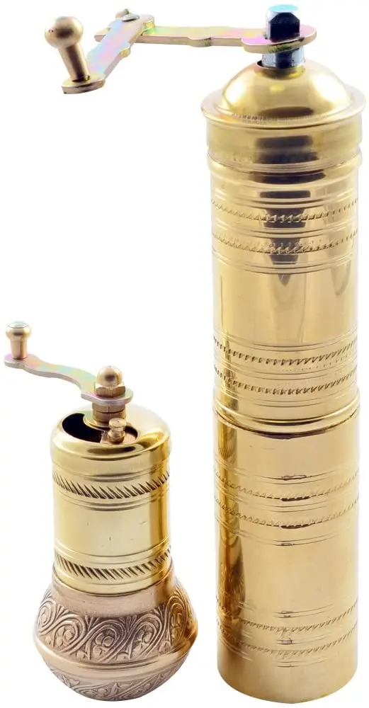 

Manual Hand Grinder Mill SET for Turkish Greek Arabic Coffee Beans & Spice Pepper Salt, brass (Daddy & Kid)