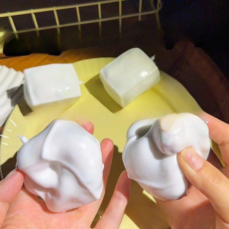 Handmade Crispy Tofu Stress Ball Fidget Toy Crunchy Squeeze Ball Round Blocks Filled ASMR Anti Stress Toys for Adults Kids