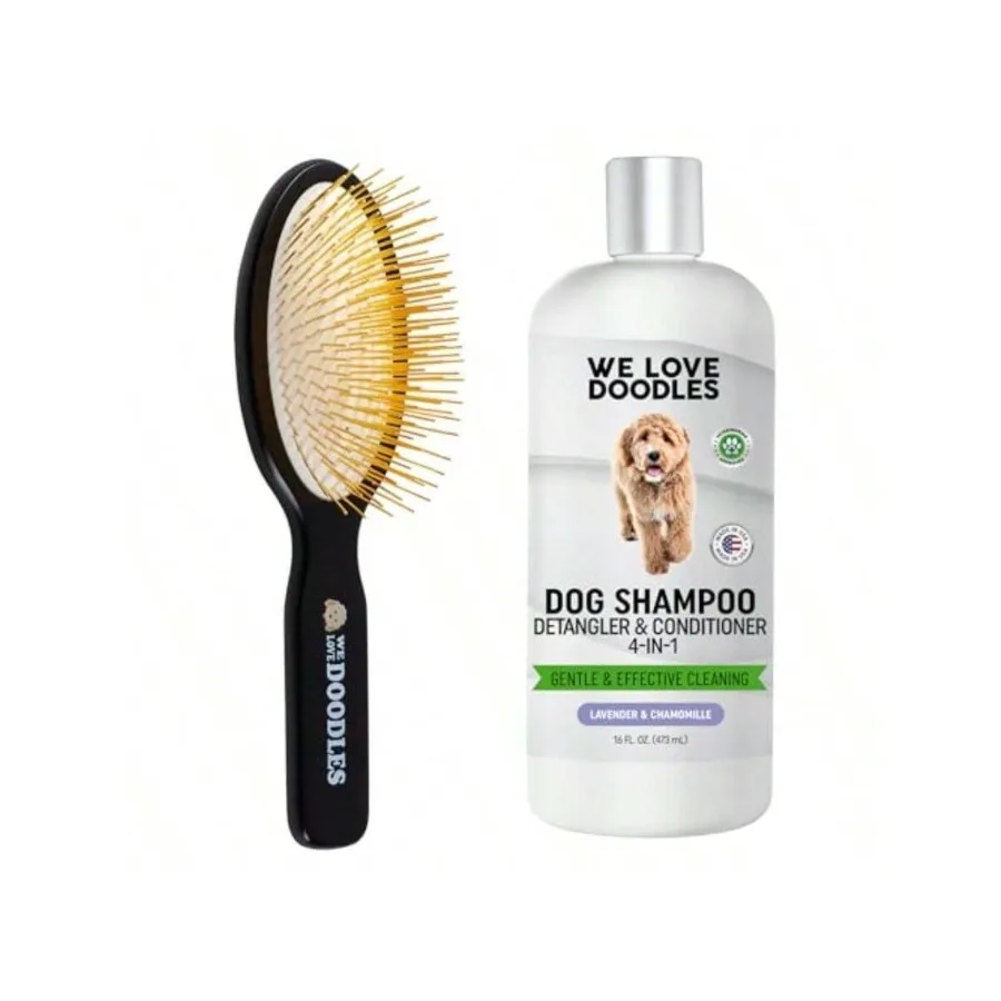 

【New Arrival】We Love Doodles Detangling Shampoo & Brush Combo, Pet Grooming Kit for Doodle Breeds