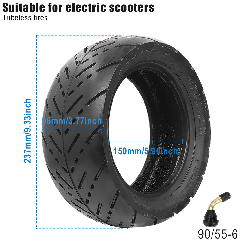 

90/55-6 Rubber Tyre Widened Wear-Resistant Anti-Skid for Electric Scooter Tubeless Tire Thickened Off-road Wheel Accessories