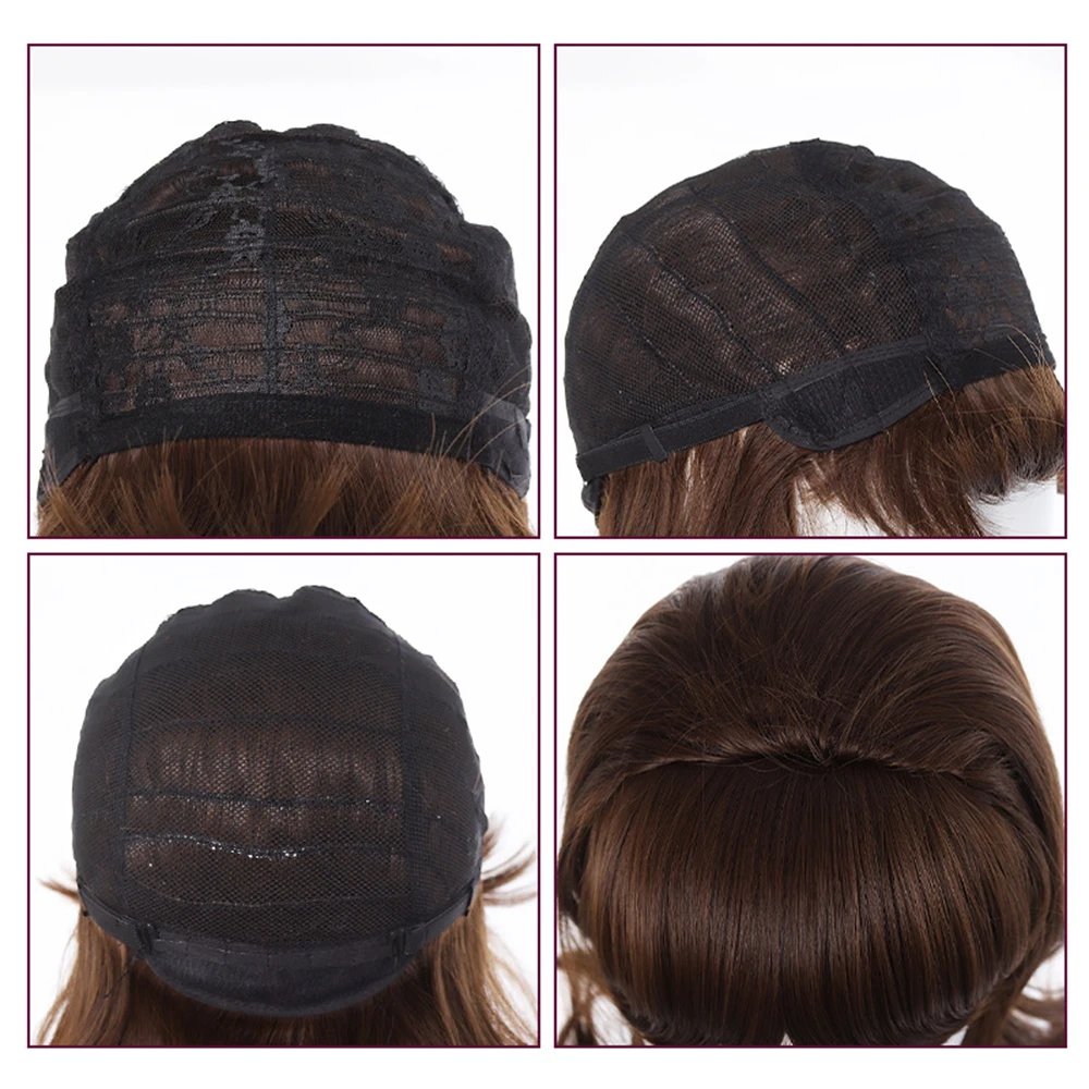 Retro Brown Wig 50S 60S 70S Ladies with Bangs Wig Halloween Costume Party Synthetic Hair view 3