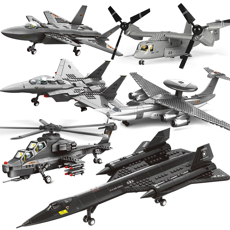 

Military Carrier Aircraft Gunship Eagle Stealth Fighter Building Block Sets Classic War Airplane Bricks Kid Educational Toy Gift