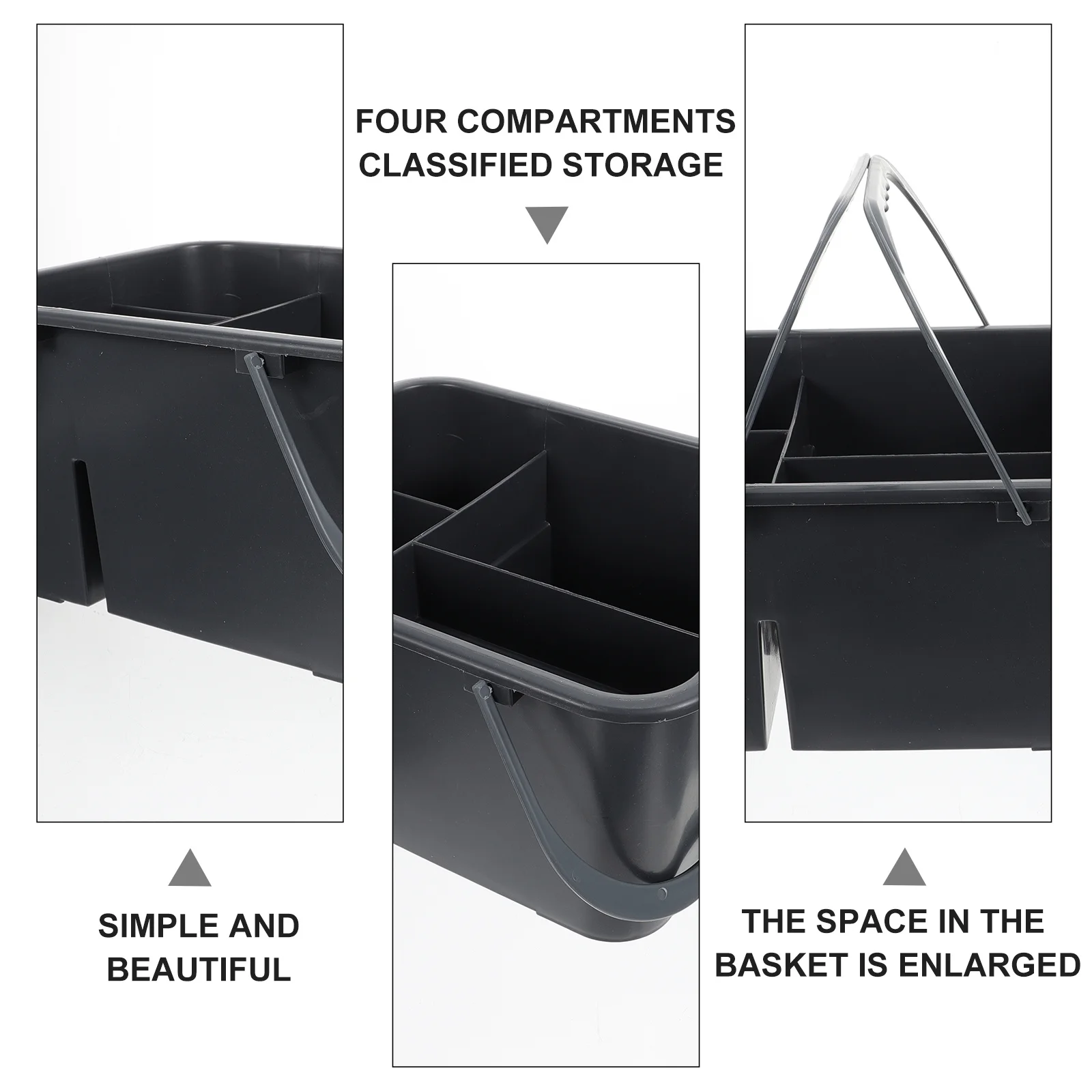 Cestino per la pulizia del bagno da 1 pezzo, organizer portatile in plastica di alta qualità a quattro scomparti per forniture per il bagno