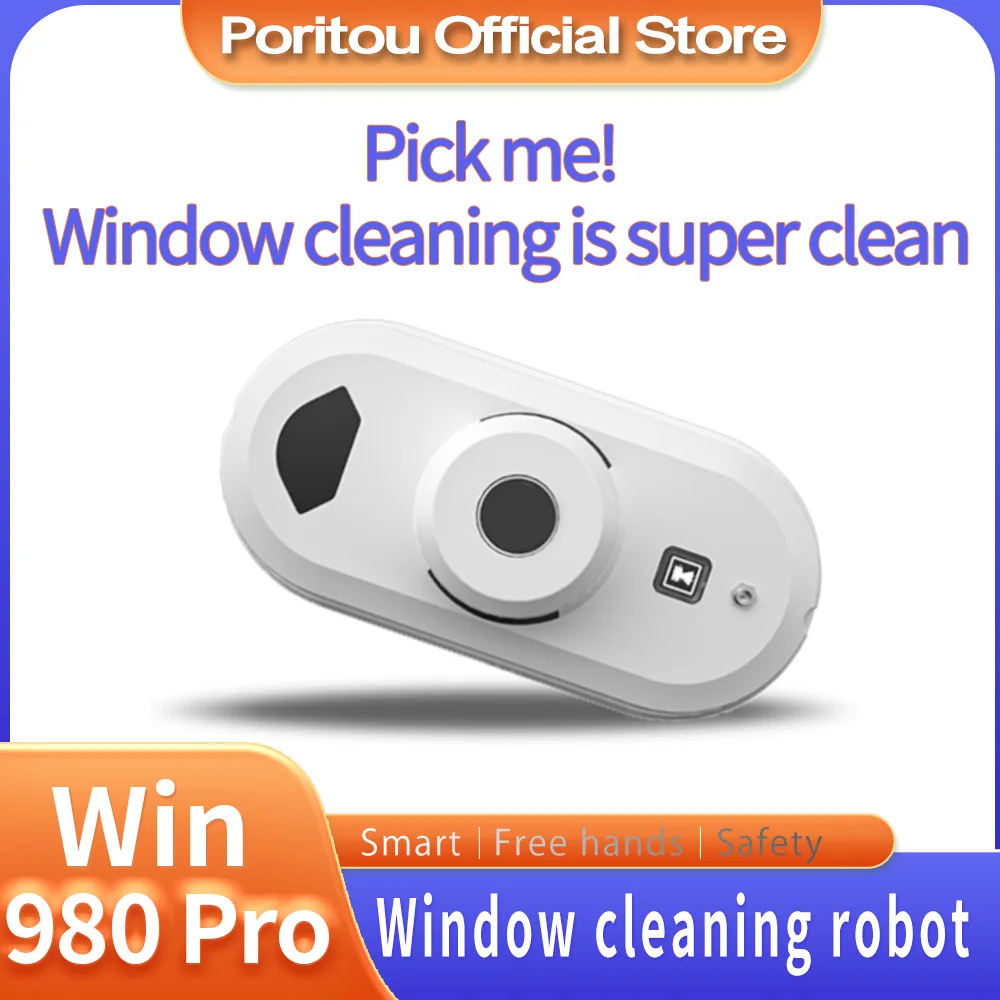 Poritou limpador de janela robô, ultra-fino robô elétrico, aspirador de pó janela de vidro anti-gota cinto de controle remoto cleanin de vidro