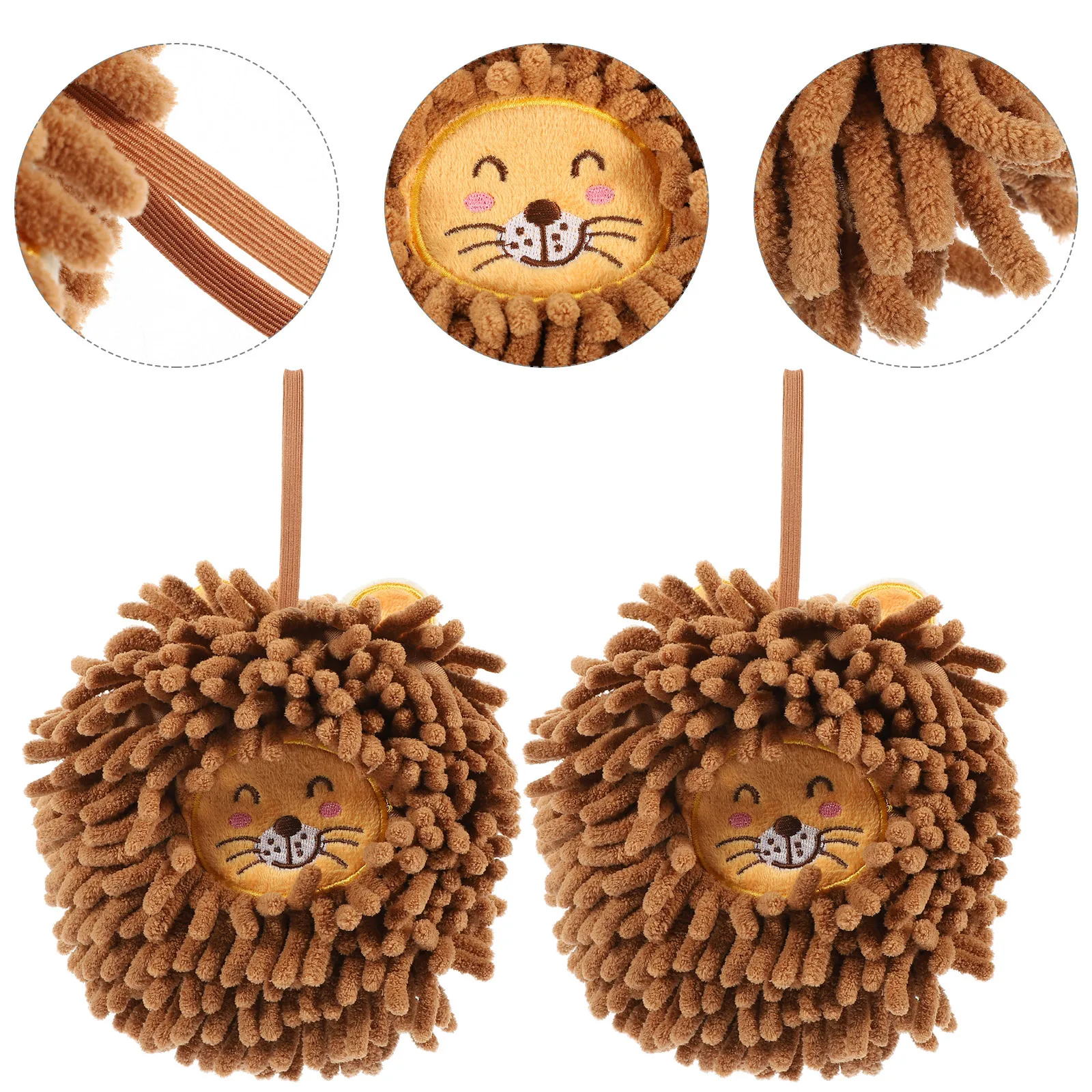 

2Pcs Cartoon Chenille Hand Towels Hanging Absorbent Quick Dry Kitchen Bathroom Hand Drying Towels for Home Use