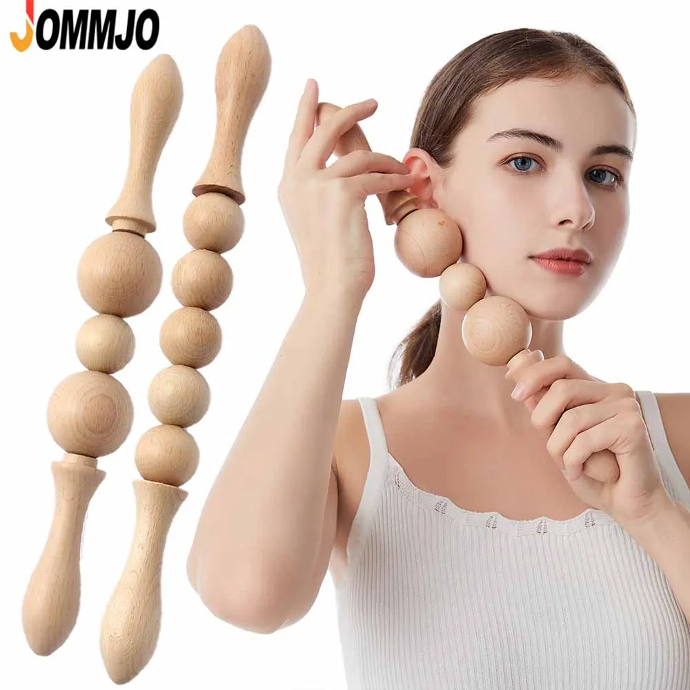 

Wooden Handheld Roller Trigger Point Massage Stick for Fascia, Cellulite,Abdomen,Body Therapy Massager, Muscle Belly Relief Tool