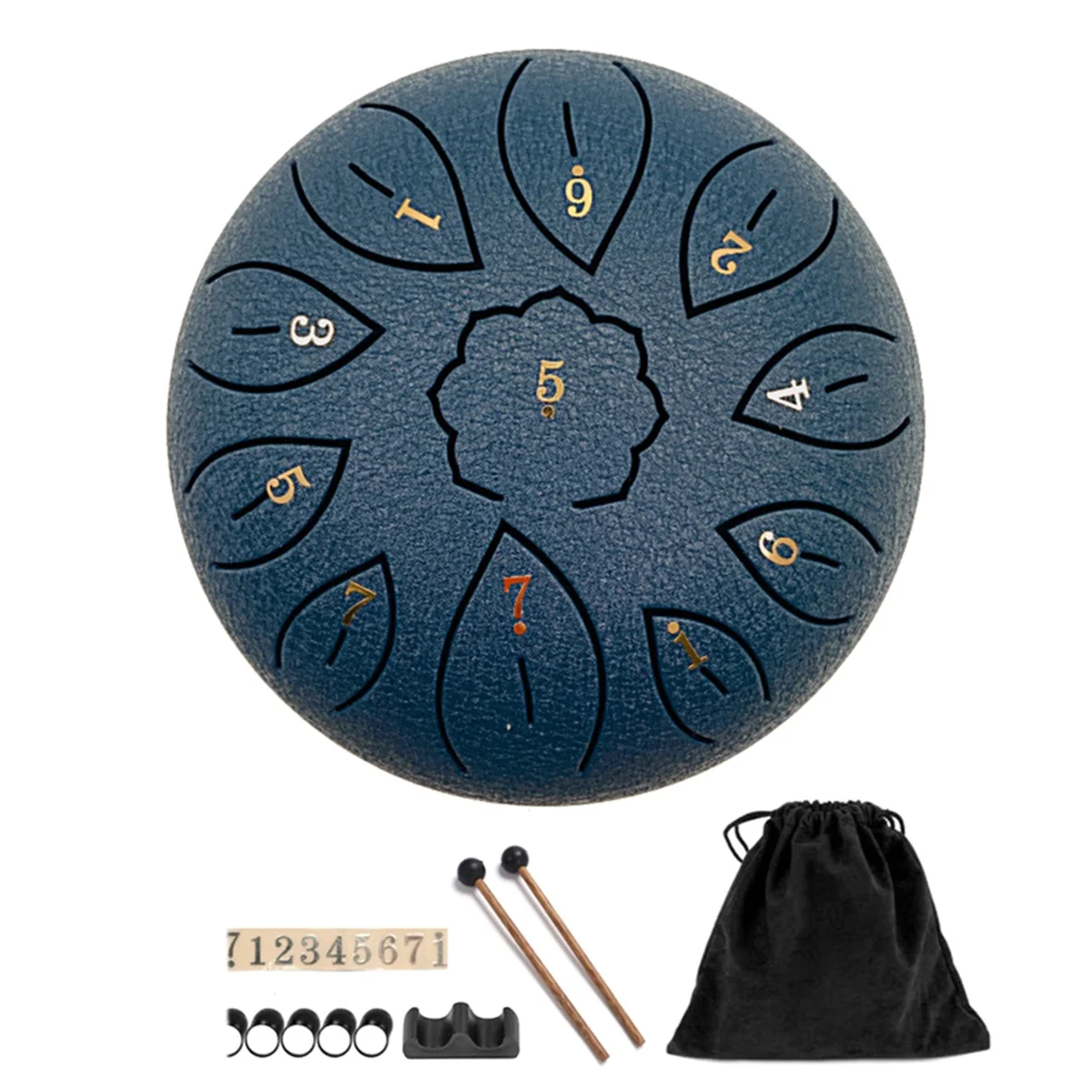 

Rain Drum for Outside, Steel Tongue Drum 11 Notes 6 Inches Chakra Tank Drum Steel Percussion Padded Mallets Navy Blue