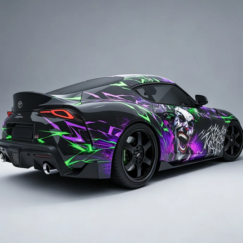 Factory Hot Sale Cartoon Anime Characters Doodle Printed Car Wrap Vinyl Film with Air Release Channel Full Vehicle Body Decal