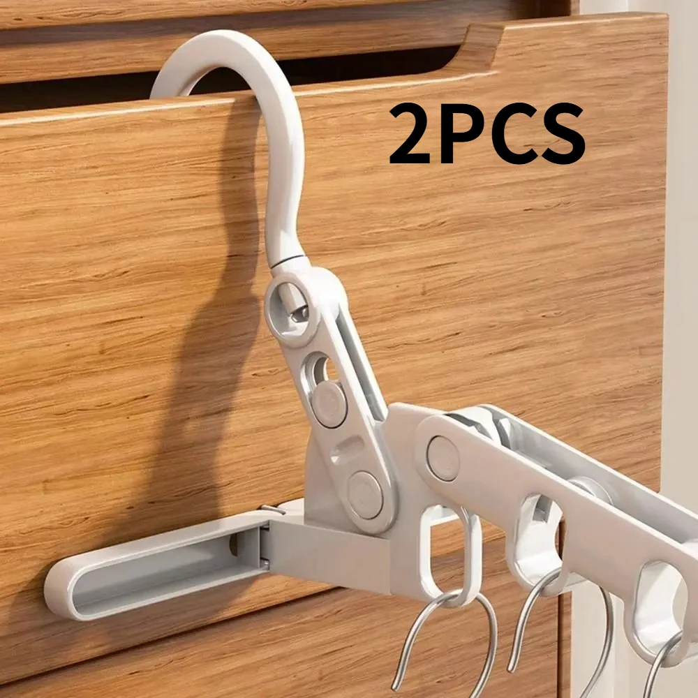 2PCS New Hotels Foldable Clothes Drying Rack Five-hole Multi-function Clothes Hook Angle Adjustable Clothes Hanger Travel