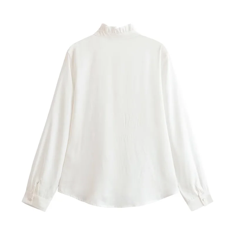 Guobioziy Women's Top 2026 Fall New Fashion Casual Solid Color Long Sleeve Shirt with Stylish Floral Jacquard Layered Decoration 2