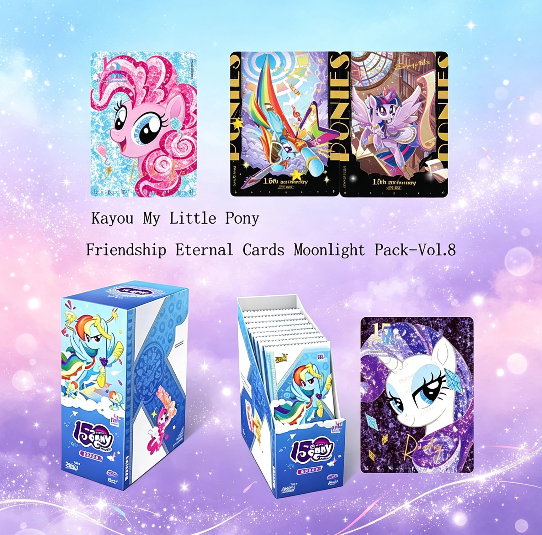 KAYOU My Little Pony Friendship Forever Cards Radiant Moon Pack W8 Booster Box Holo Foil Trading Cards Gift For Collectors Fans