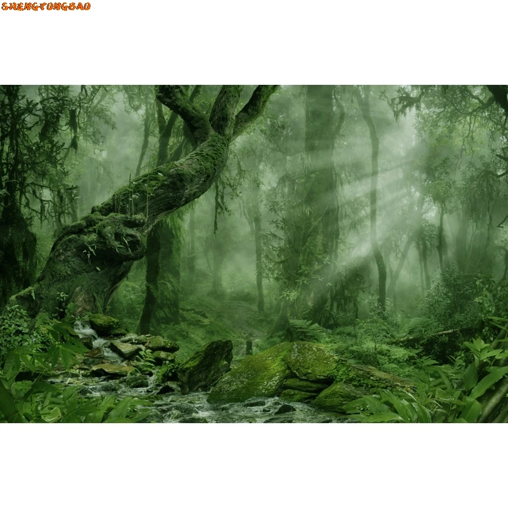 Фон с тропическим лесом, тропический лес, зеленые листья, джунгли, природный пейзаж, приключения, детский фон для фотосъемки на день рождения, декор