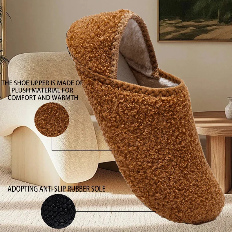 

Нескользящие домашние тапочки с низким вырезом, легко надевать, снимать и плюшевую изоляцию для размеров тепла для 36/37-46/47