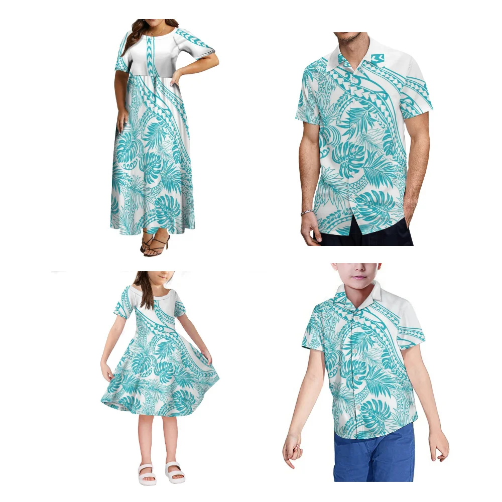 Pacific Island Clothing Custom Summer Family Clothing Polynesian Fashion Women'S Temperament Pompous Dress Casual Shirt