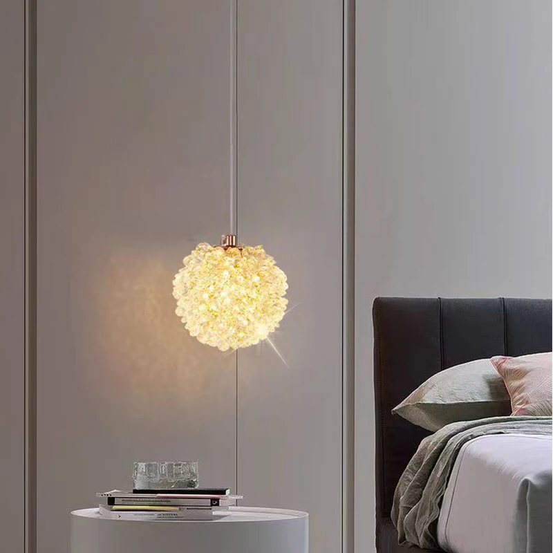 Swiss Modern Luxury K9 Crystal Octagonal Beads Handmade Beaded Dining Room Bed Long Line Small Chandelier French Wall Lamp