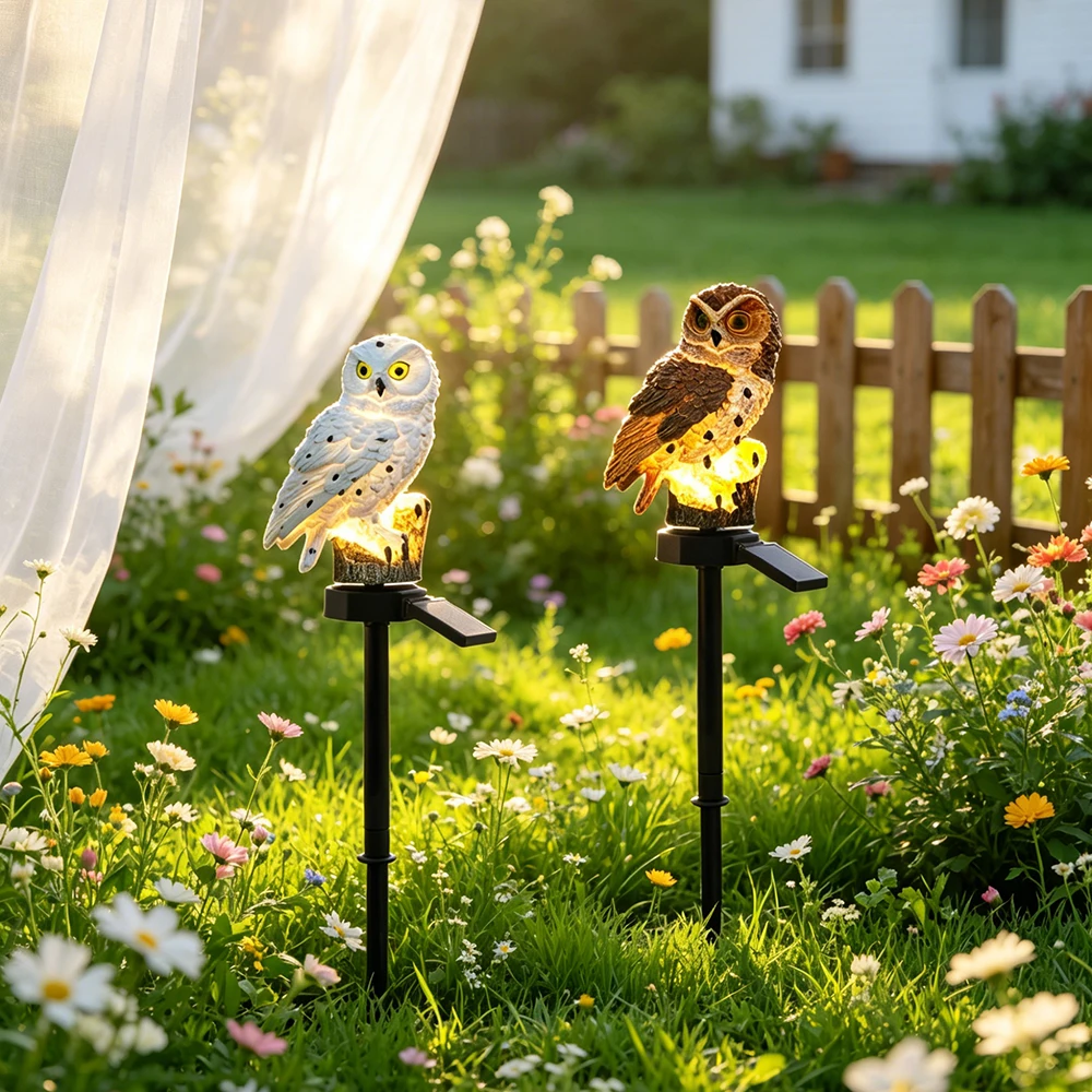 Owl Solar Light, Resin Owl Ground Plug Light, LED Garden Lights Night Lawn Lamp Outdoor Yard Lighting Lawn Landscape Lights view 4