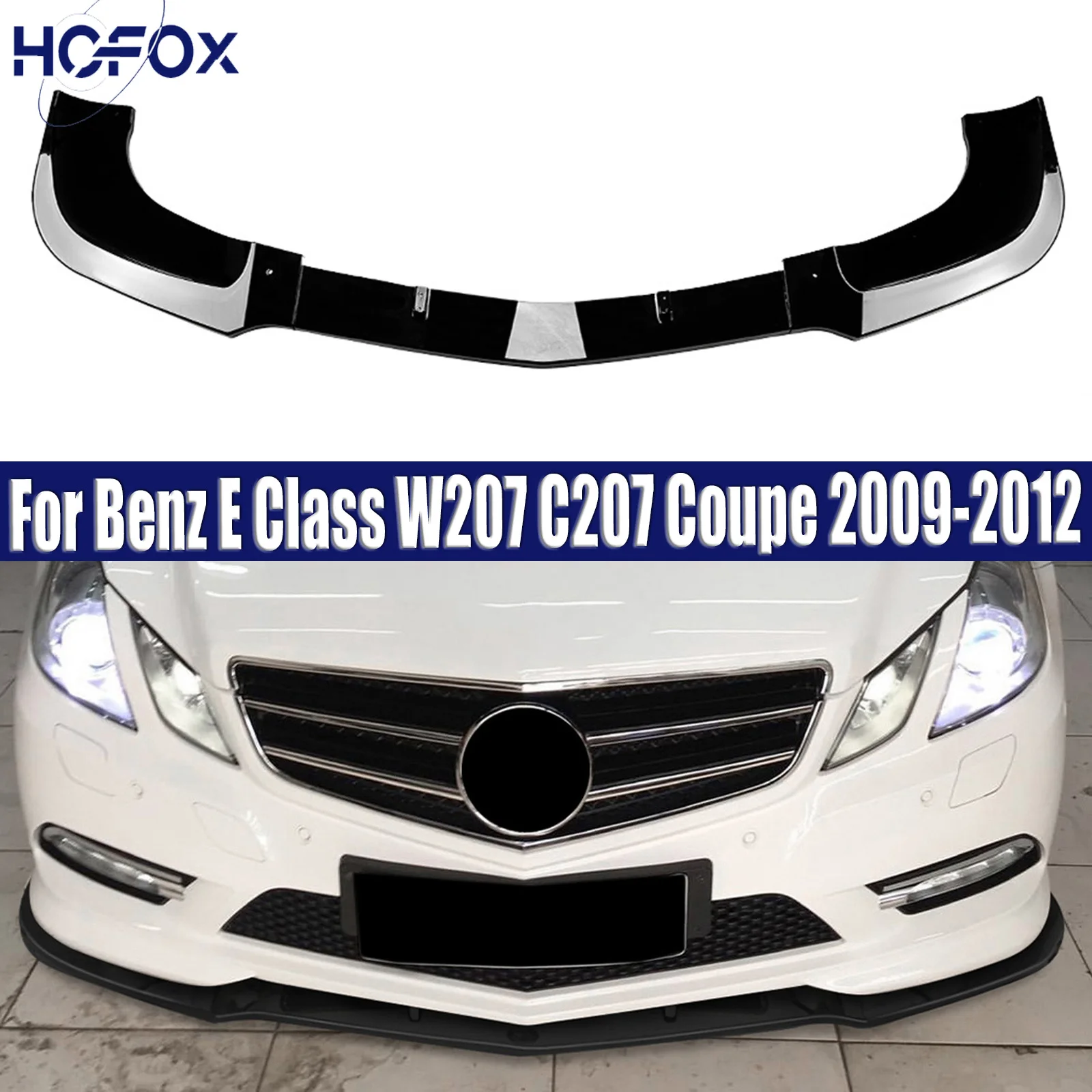

For Mercedes Benz E Class W207 C207 Coupe 2009-2012 Front Bumper Lip Splitter Spoiler Matte Glossy Black Carbon Fiber Look